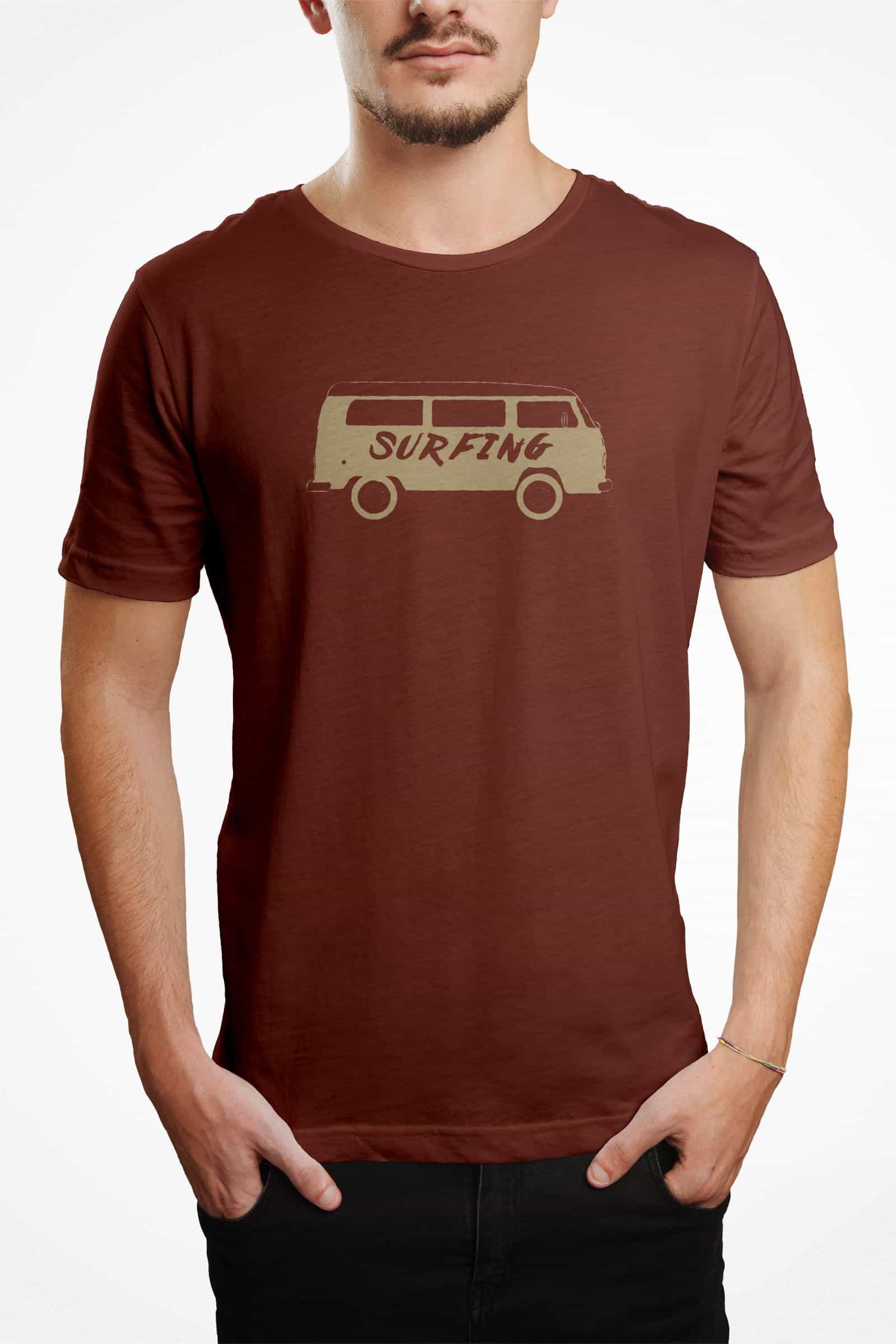 Surfing Rust Cotton Tee - Image 2